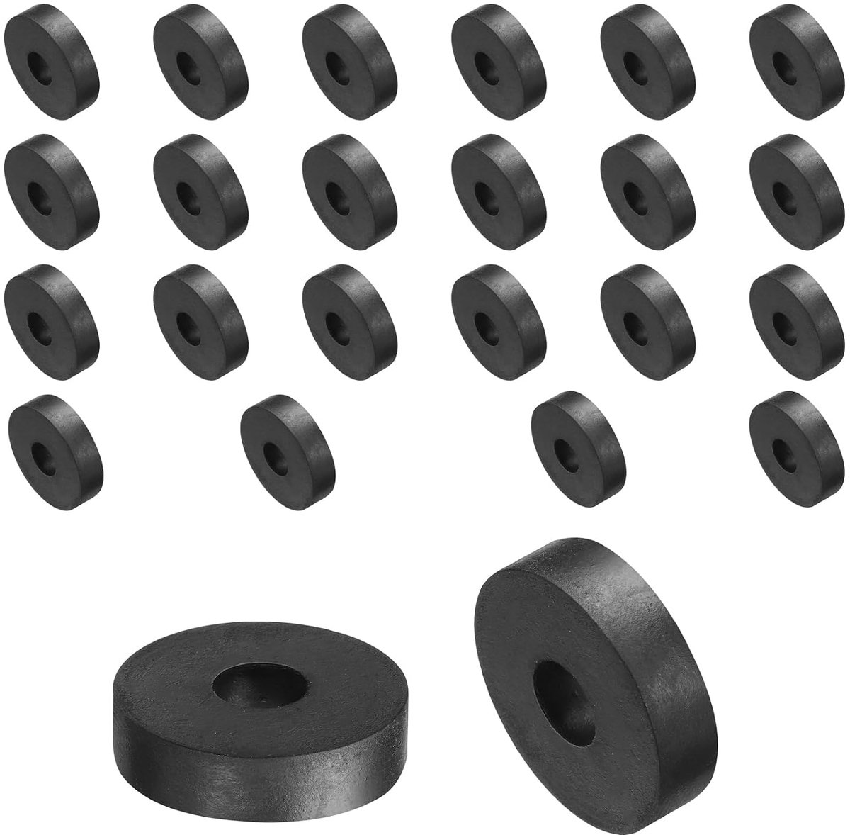 Rubberen sluitringen, rubberen spacer, 30 mm buitendiameter x 10 mm binnendiameter x 8 mm hoogte, zwart, ronde afstandshulzen, dikke rubberen ringen, rubberen afstandhouders, 24 stuks