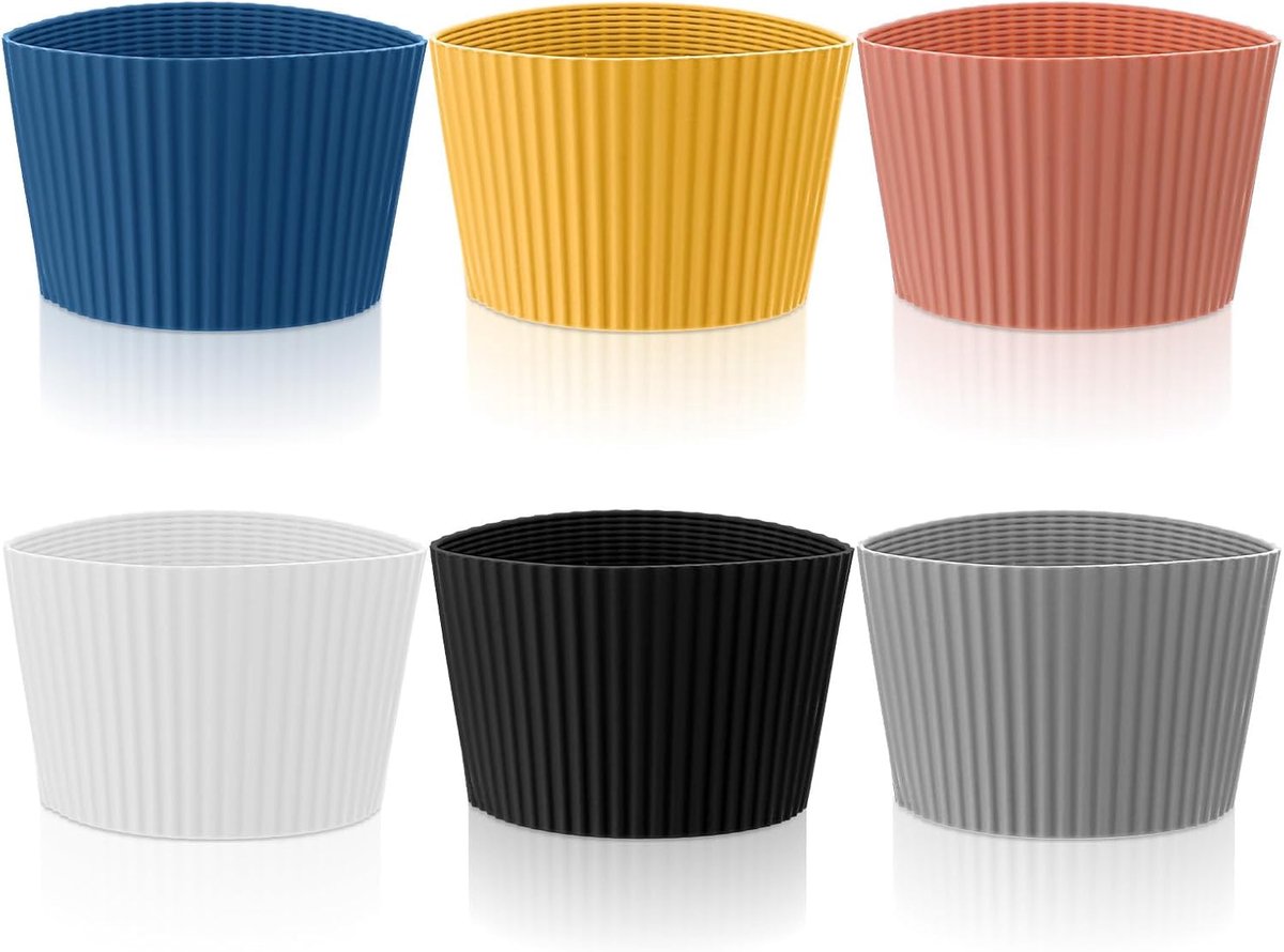 6 stuks siliconen koffiekopmouwen herbruikbare hoes voor glazen fles hittebestendige bekermouwen voor koude dranken drankmouw fles mok beschermer cover voor thuis reizen