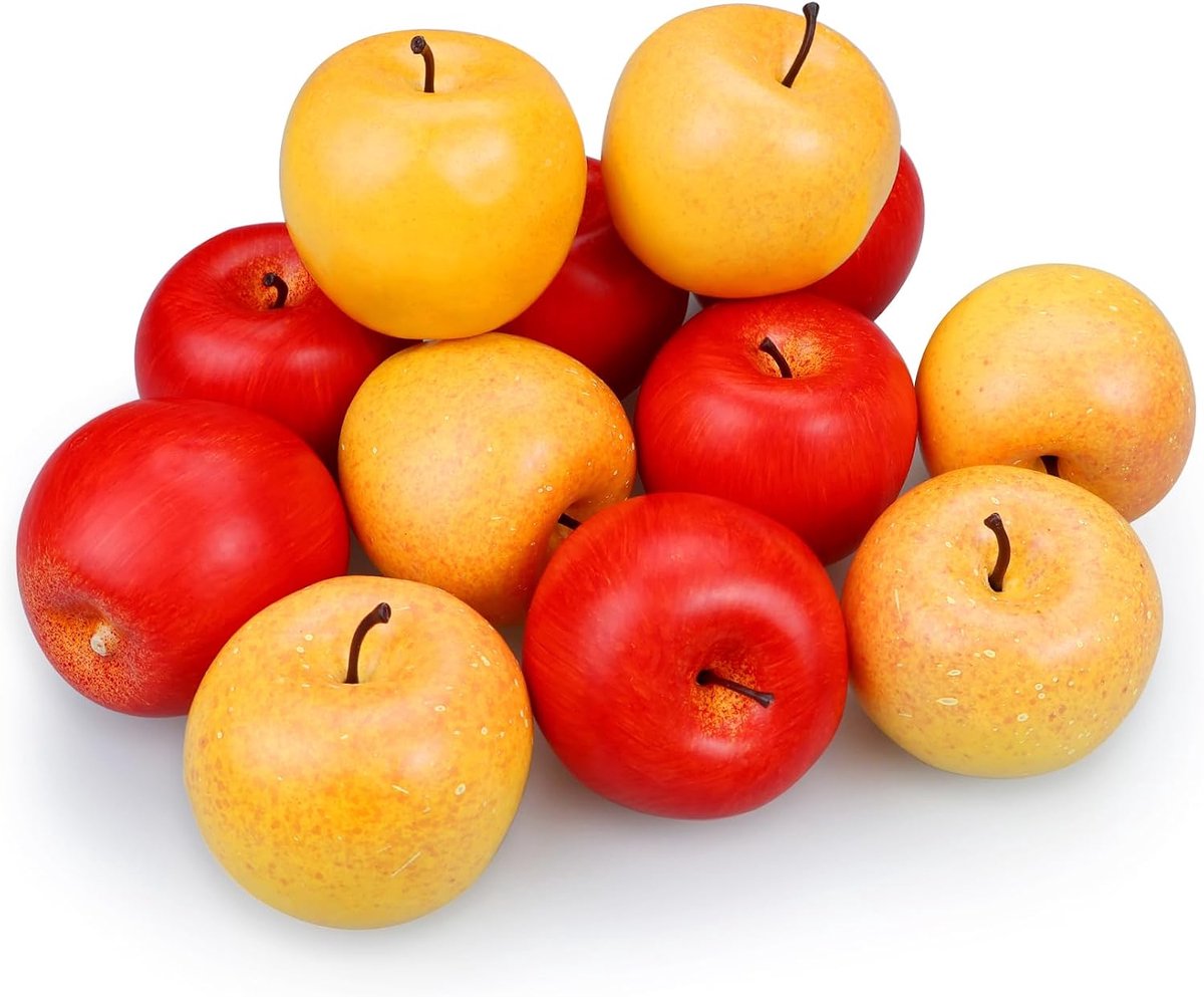 12 Stuks Kunstmatige Appels, Nepfruit, Nepappels Voor Huisdecoratie, Kerstfeest, Levensechte Appel Voor Knutselwerk, Nepfruit Keukenpresentatie, 6 Rode + 6 Gele