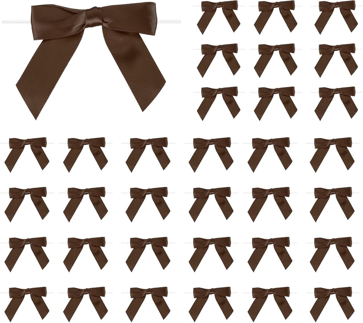 50 stuks satijnen lint twist tie strikken 8,9 cm kleine knutselstrikken voor doe-het-zelf cadeauverpakking champagnefles bruiloft kerst verjaardag decoratie, bruin