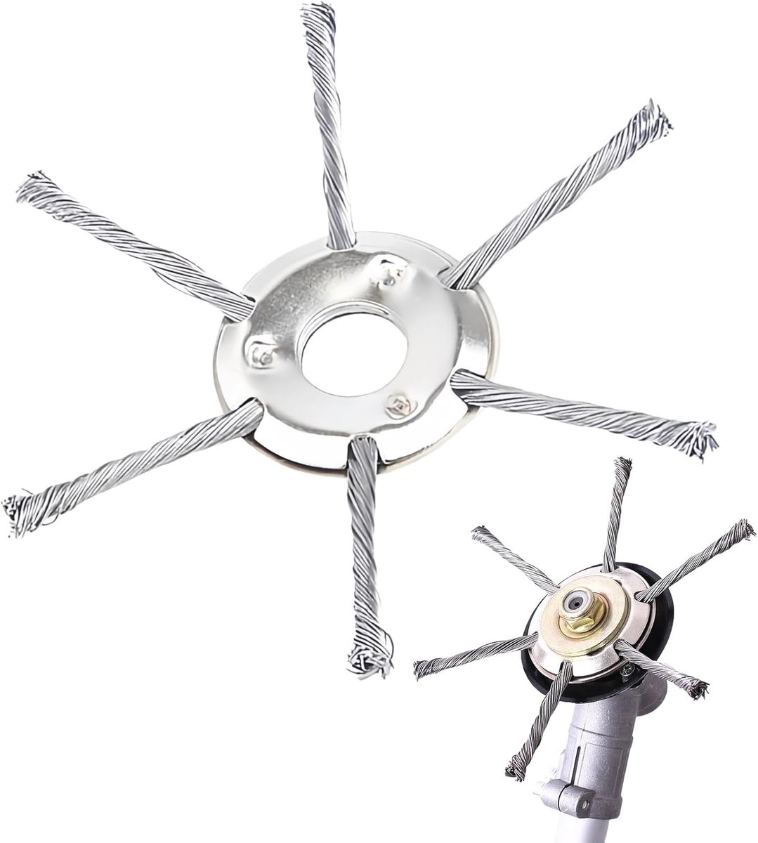 onkruidborstel, roestvrij staal, 150-230 mm, draadfreeskop voor bosmaaier, staaldraad, grastrimmerkop, bosmaaier, efficiënte mosverwijdering in de tuin (230 mm, orifice25,4 mm, 6