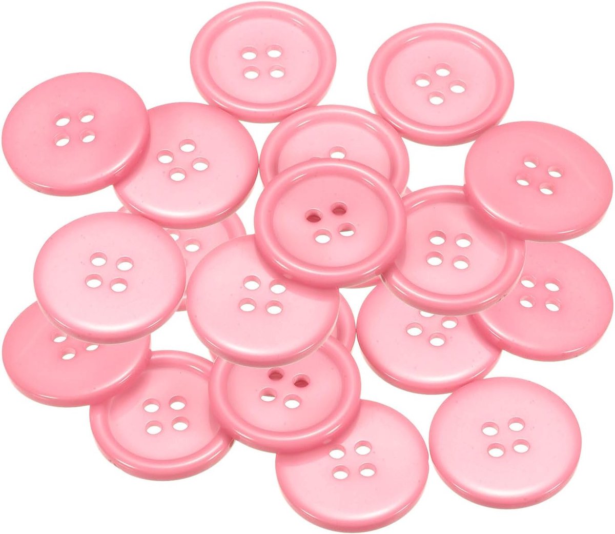 Knopen, 20 stuks, 23 mm, knutselknopen, roze, naaiknopen, hars, rond, plat, 4 gaten, kunststof knopen voor naaien, doe-het-zelf, handwerk, scrapbooking, decoreren, kleding, mantels, blouses