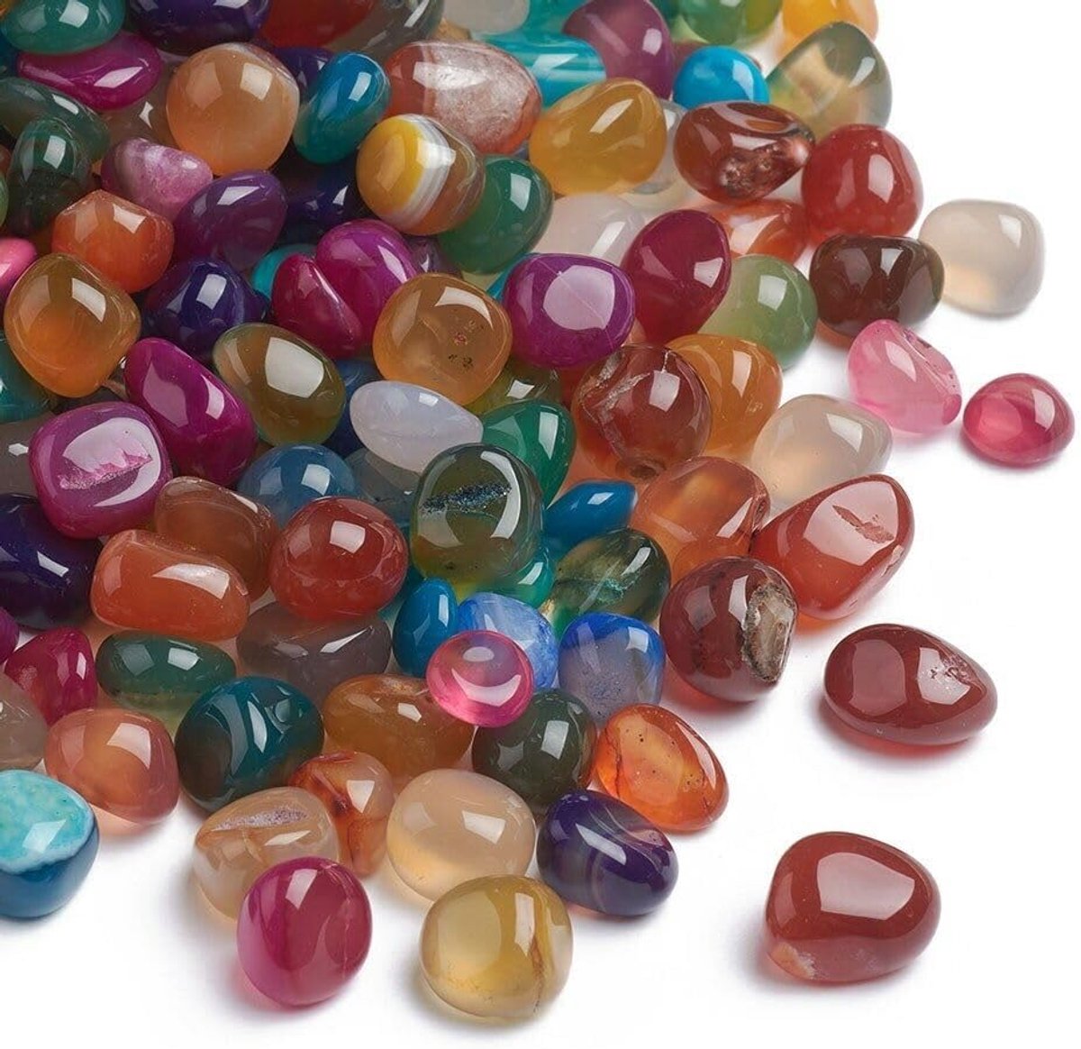 150 stuks Agaat edelstenen halfedelstenen kralen 9mm ~ 15mm trommelstenen natuursteen edelsteen halfedelsteen voor decoratie meditatie chakra (Gemengd)