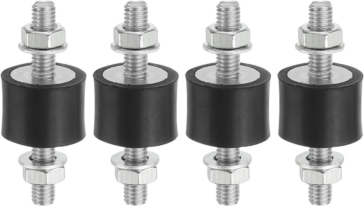 15x20mm Rubberen Studs Schokdemper, 4 stuks M6 Rubber Isolator Mounts Cilindrische Anti-Vibratie Isolator Mounts met Moeren voor Garage Motor Luchtcompressoren Motoren (VV Type)