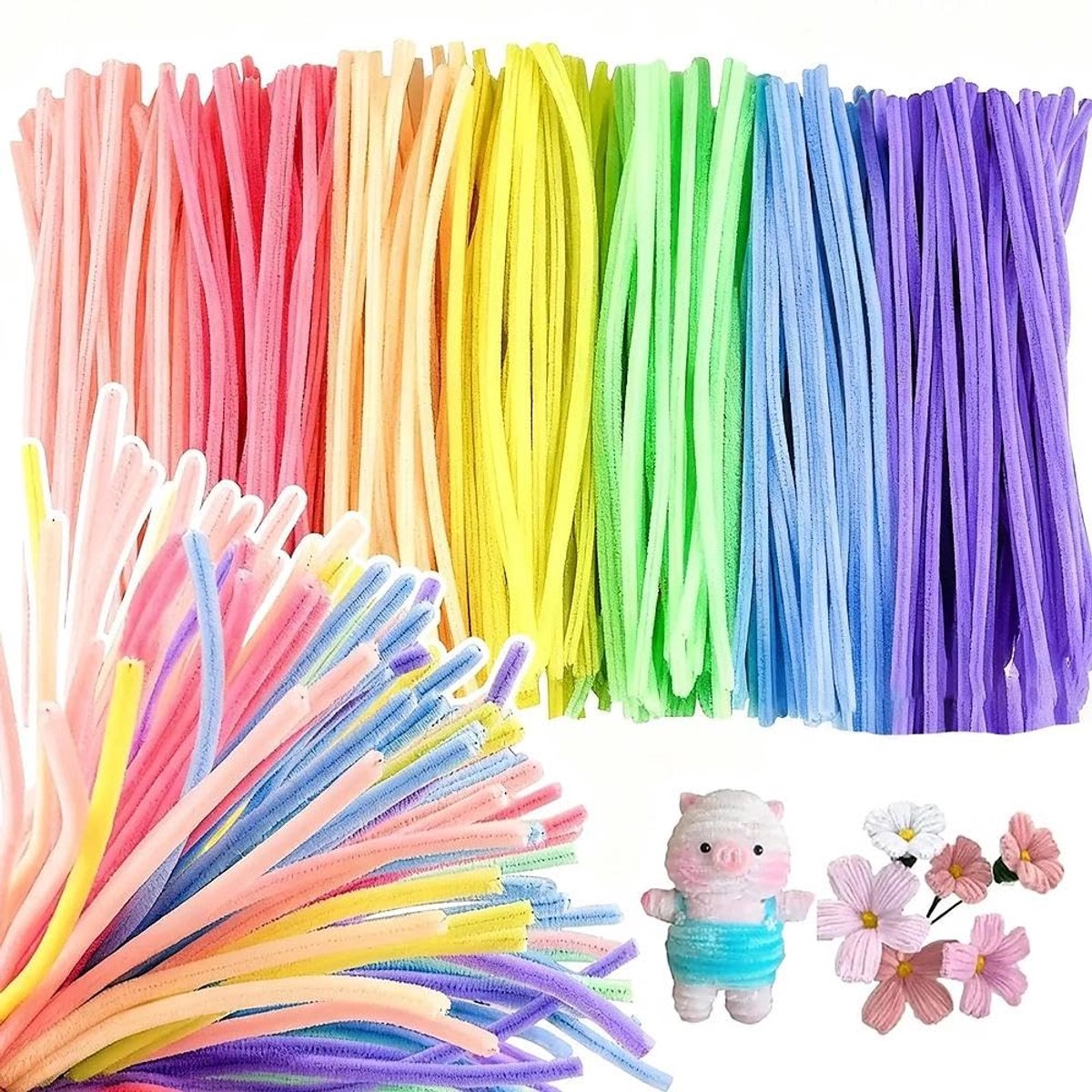 200 stuks pijpenragers om te knutselen, 10 macaron-kleuren, pijpenragers om te knutselen, 30 cm chenilledraad, knutselwerk, chenilledraad, pijpendraad voor creatieve doe-het-zelf en