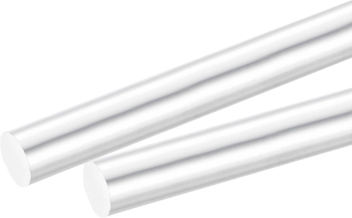 Ronde massieve aluminium staaf 12 mm diameter 300 mm lengte draaistangmateriaal voor doe-het-zelf handwerk verpakking van 2