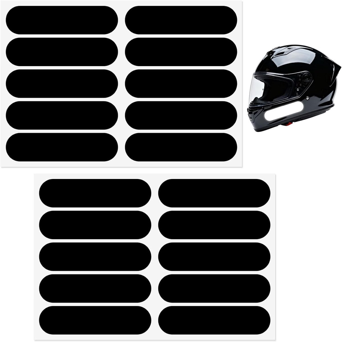 20st Reflecterende Stickers Motorhelmen, Hoge Zichtbaarheid Zwart Reflecterende Tapes voor Veiligheid Nachts Rijden Stickers voor Motorfietsen Scooters Kinderwagens Helmen