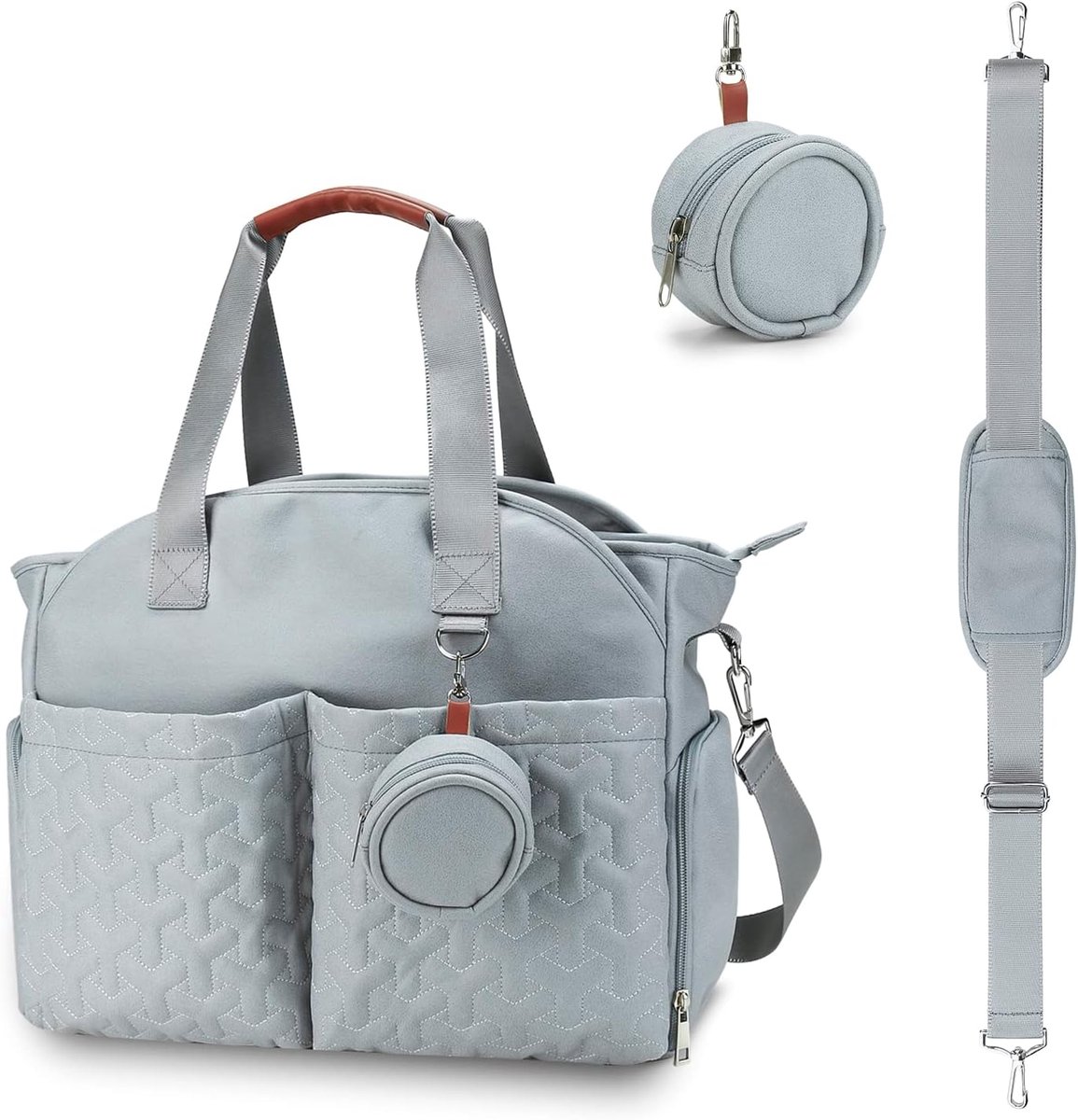 Multifunctionele Stijlvolle Luiertas Tote,Grote Capaciteit Luier Verkleedtas Satchel Messenger Bag Reizen Mama Tas, Lichtblauw
