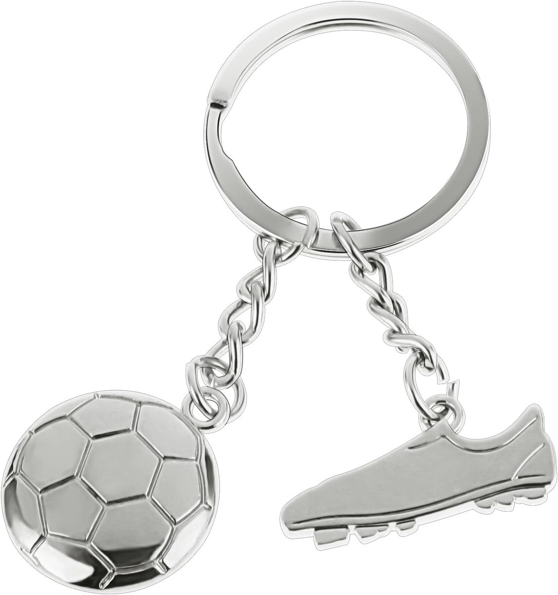 Mini Leuke Sleutelhanger Set - Voetbal, Bowling, Tennis, Honkbal Geschenken Voor Mannen, Vrouwen, Jongens, Meisjes, Zilver
