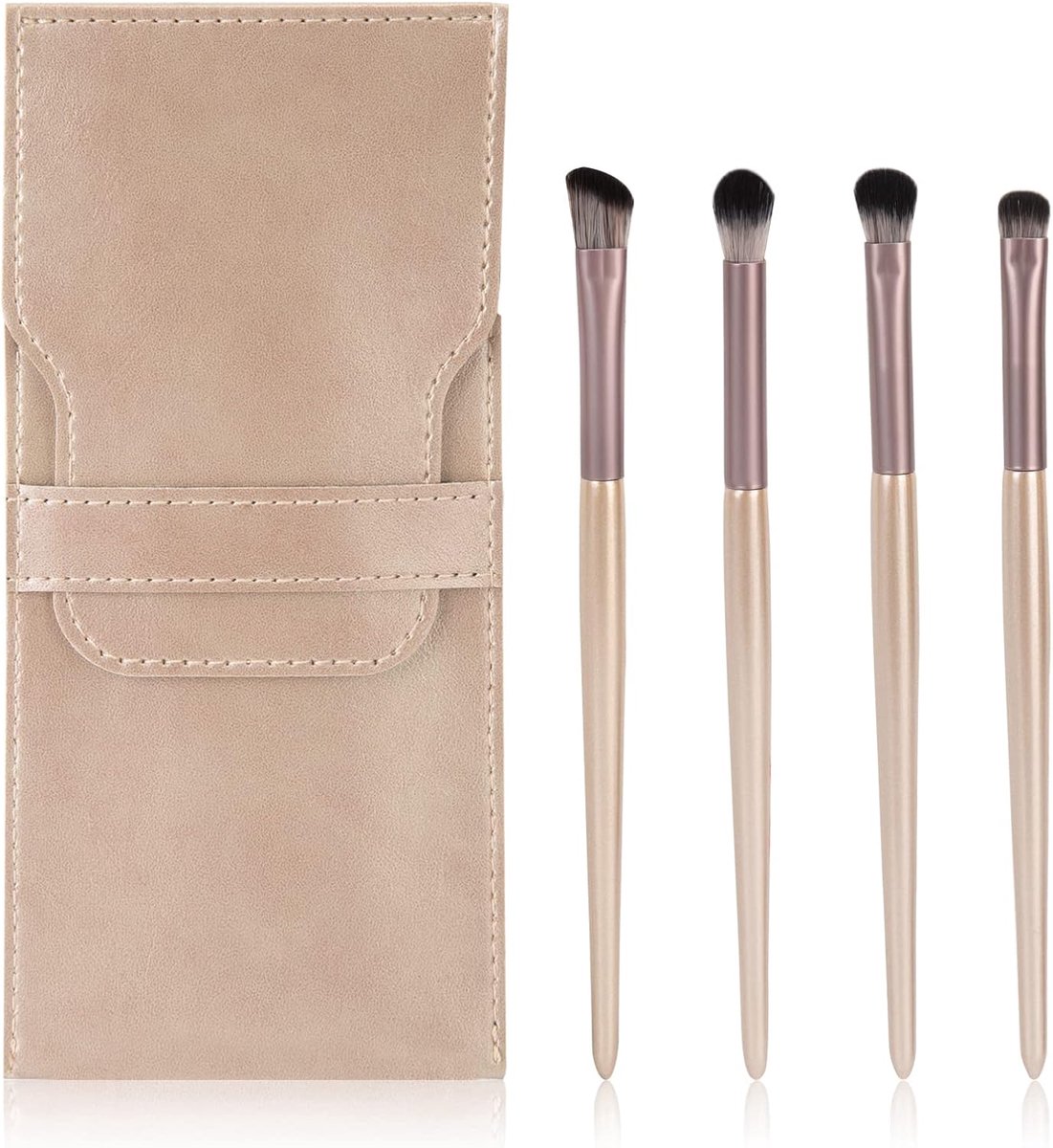 Set van 4 professionele oogmake-upkwasten voor oogschaduw, met PU-tas, oogkwast voor het mengen van oogschaduw, eyeliner