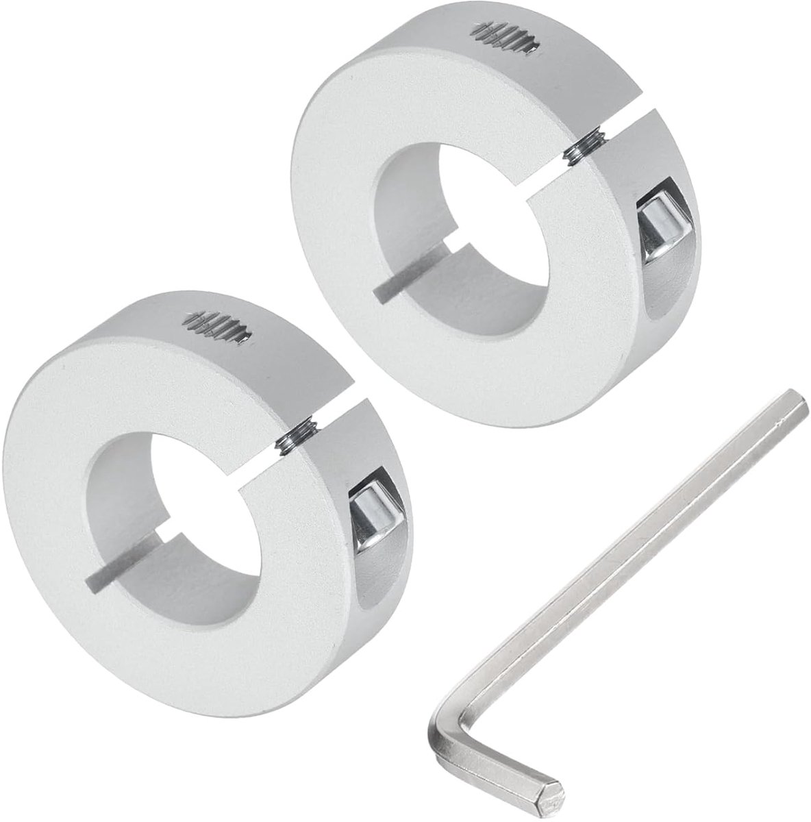 Set met onderdelen voor boom van 20 mm, één stuk 2 stuks klemklemmen 40 mm OD, 12 mm dik, klemkraag van aluminiumlegering met bevestigingsschroeven M5 en een sleutel
