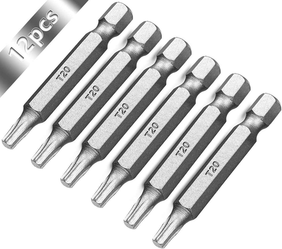 T20 Torx bit lang 50 mm, chroom-vanadium-staal, vervangende bitset voor schroefbits (12 stuks)