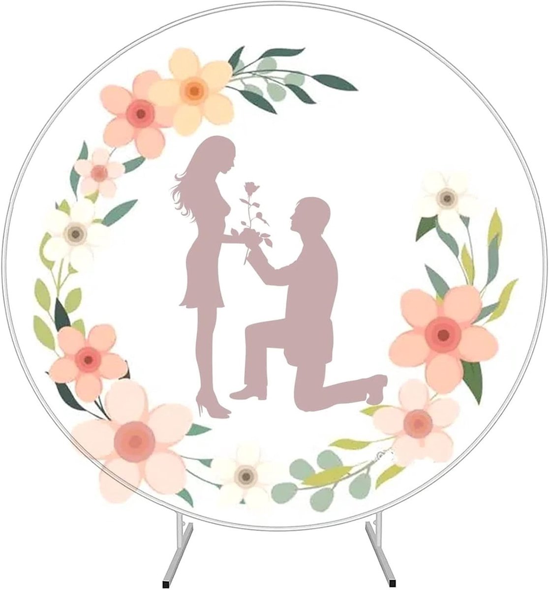 metalen ballon ronde bruiloft boog bloem Kit cirkel achtergrond ballon hoepel staan guirlande frame decoratie verjaardag ring ballon display muur boog set,Wit,1M