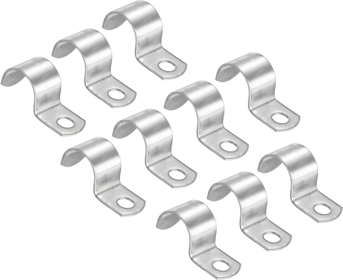 3,7 inch/20mm Stijve Pijp Strap Klem, 10 Stks 304 Roestvrij Staal Twee Gat U-Vorm Buis Clip voor Pijp Bevestiging