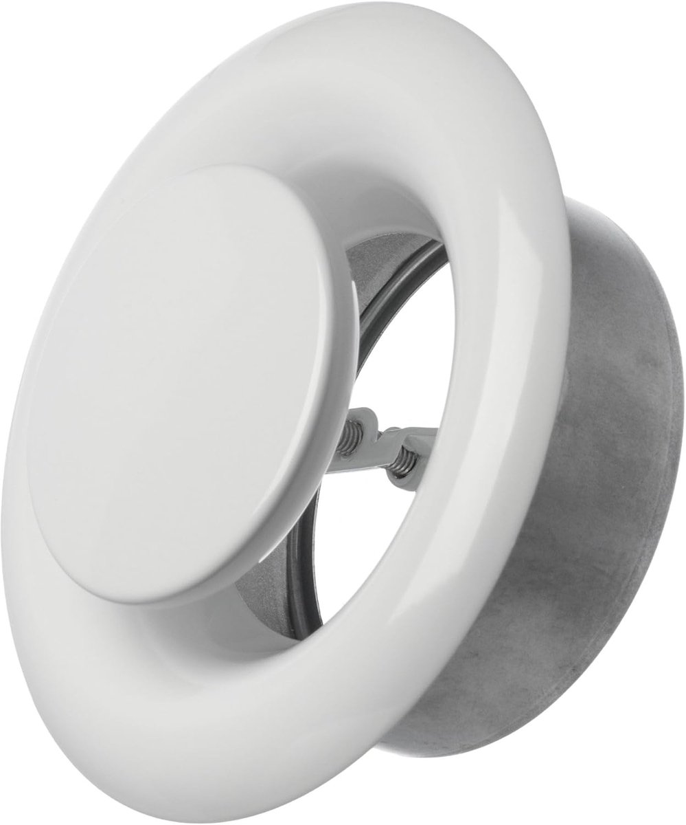 100 mm wit metaal anemostaat - afvoerlucht schotelventiel - rond ventilatieventiel met montagering