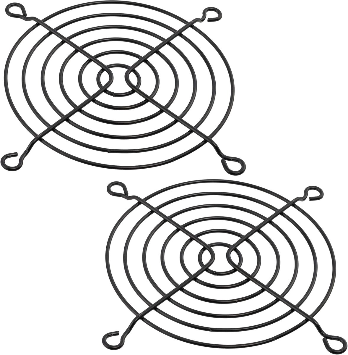 - C15107 - Set van 2 beschermingsroosters voor computerventilatoren 92 x 92 mm - van metaal - kleur zwart