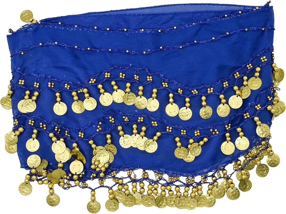 heupsjaal, buikdansriem voor dames, met 128 gouden munten, danser, sjaal, kostuums voor meisjes, dansrok, wikkelriem