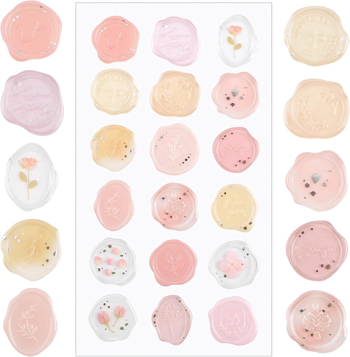 Transparante Pre-Made Wax Seal Stickers, 54 waterdichte zelfklevende stickers voor bruiloftsuitnodigingen, verjaardagscadeauverpakking, scrapbooks & tijdschriftdecoraties