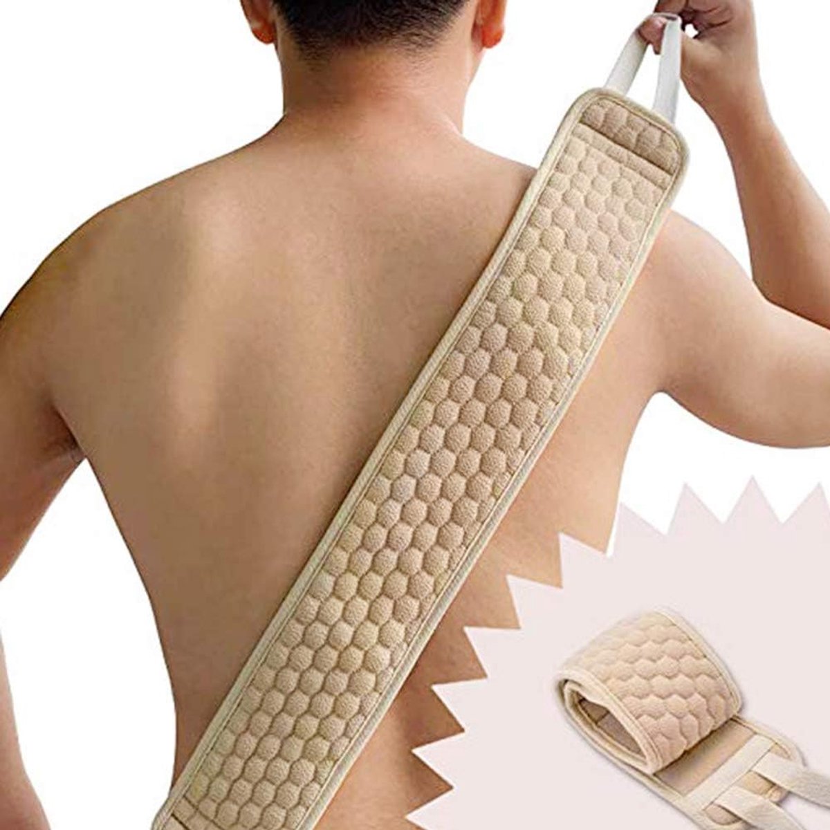 lengte 82 cm, dubbelzijdige peeling-bodywasser, luffa lichaamsborstel, dieptereiniging en stimulatie van je huid, rugreiniger, lichaamsreiniger voor mannen en vrouwen