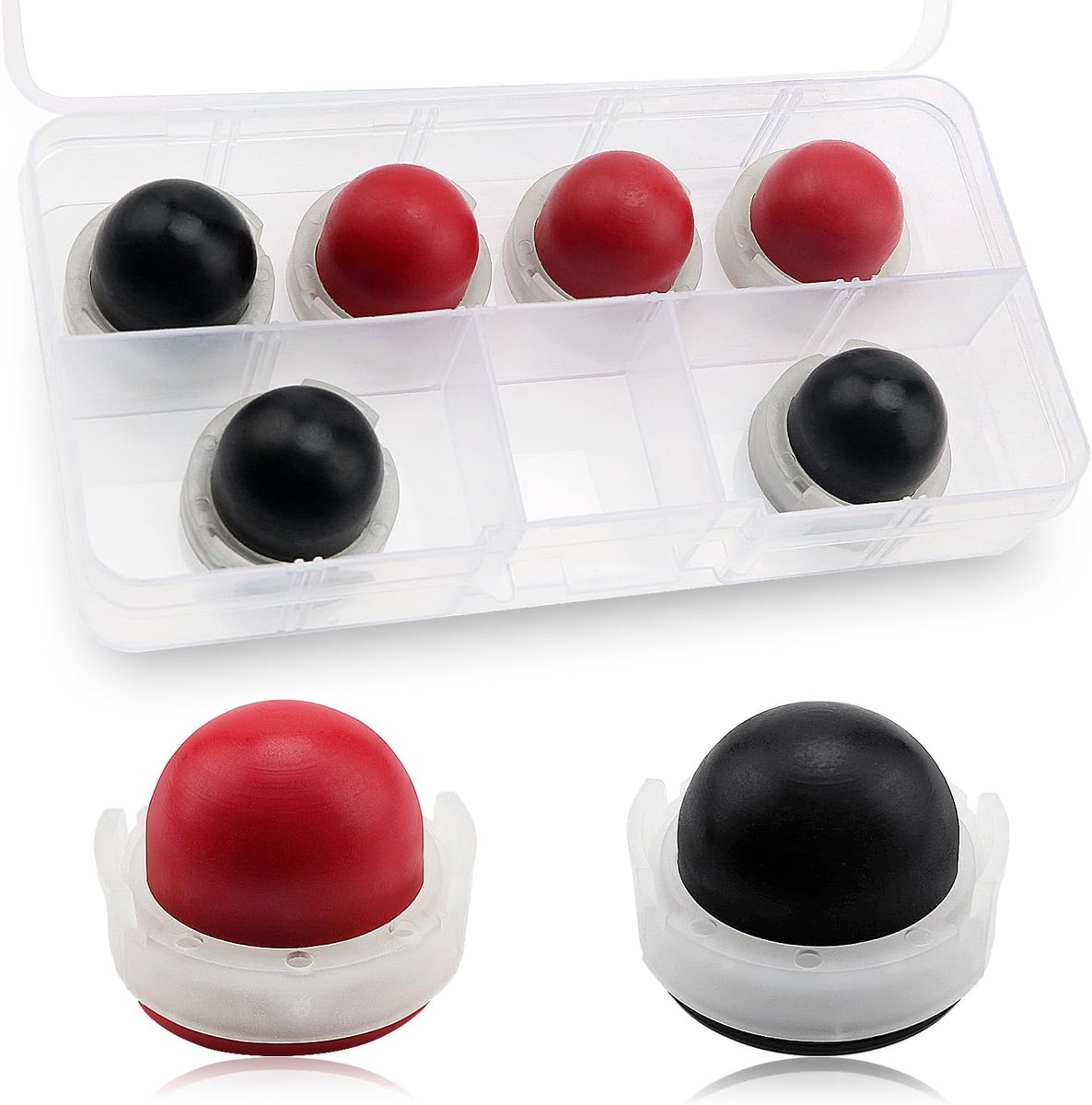 6 stuks Carburateurprimerlampen, 694394 Primerlamp, Compatibel met Briggs en Stratton 494408 4128 4178 (Rood + Zwart)