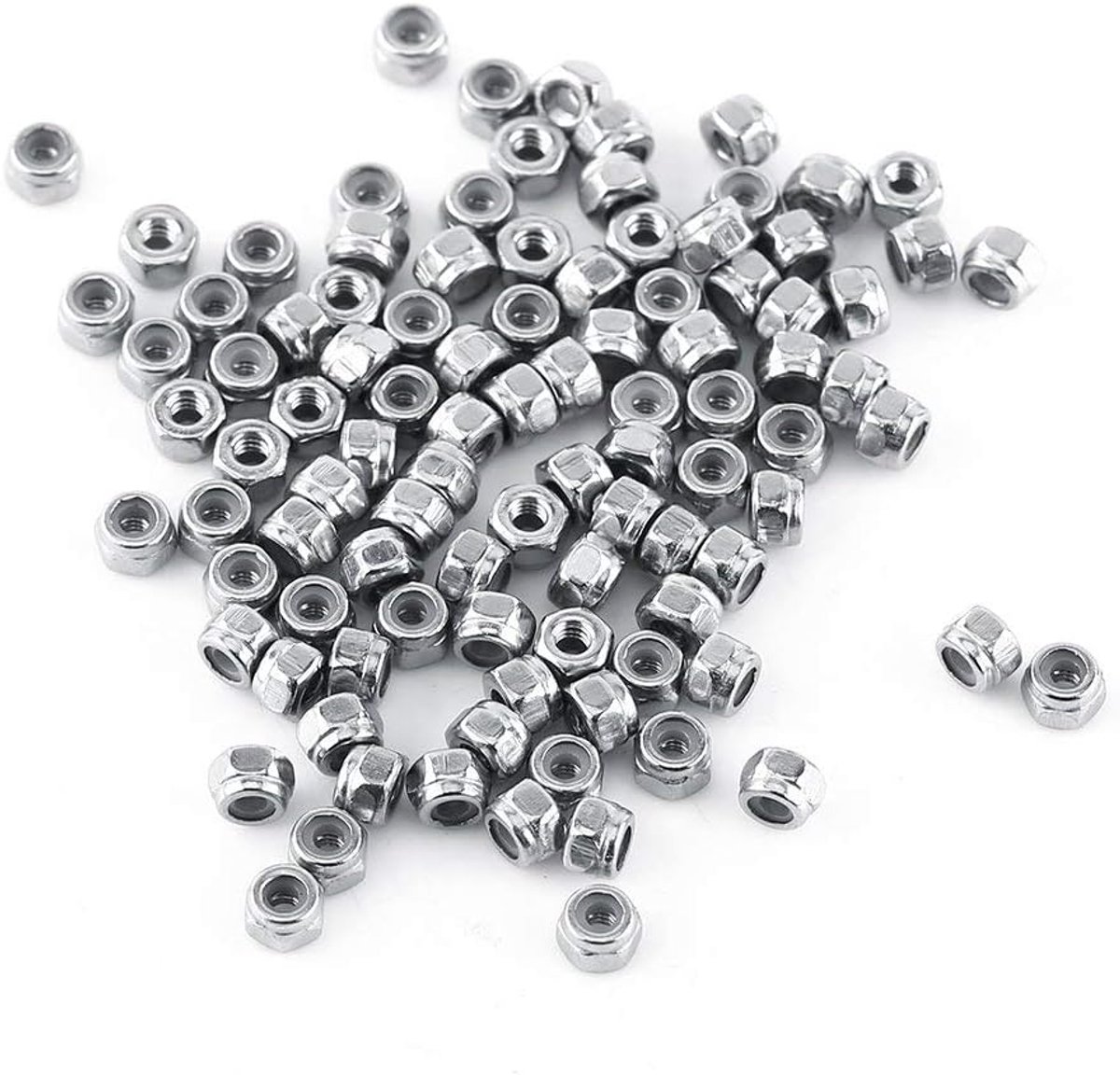 SS304 Nylon Lockheed Moeren Borgmoer Ring M3 Borgmoer Zeskantmoer Zeshoekige Borgmoeren Met Nylon Insert(M3 (100 pcs/pack))