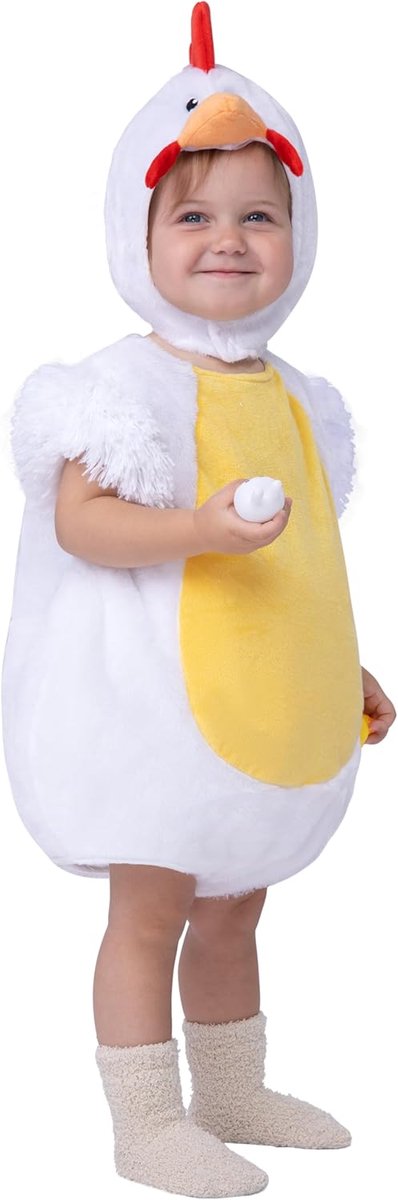 Creations Uniseks baby-haankostuum, baby-kippenkostuum met 3D-gezichtskapostuum, babydierkostuum voor kinderen, peuters voor dierenthema, Halloween-verkleedfeest (06-12 maanden)