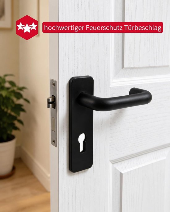 Deurgrepen voor brandwerende deur mat zwart - cilinder PZ | deurgreep voor brandwerende deur | deurgreep getest volgens DIN 18273 | 1 set - deurset — afbeelding 3