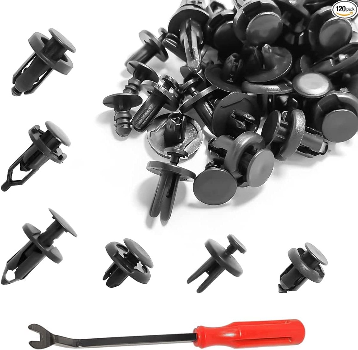 120 stuks klinknagels clips kunststof klinknagels bevestiging, set expansieschroeven voor deurbekleding, vervanging met demontagegereedschap, verkrijgbaar in verschillende vormen en maten