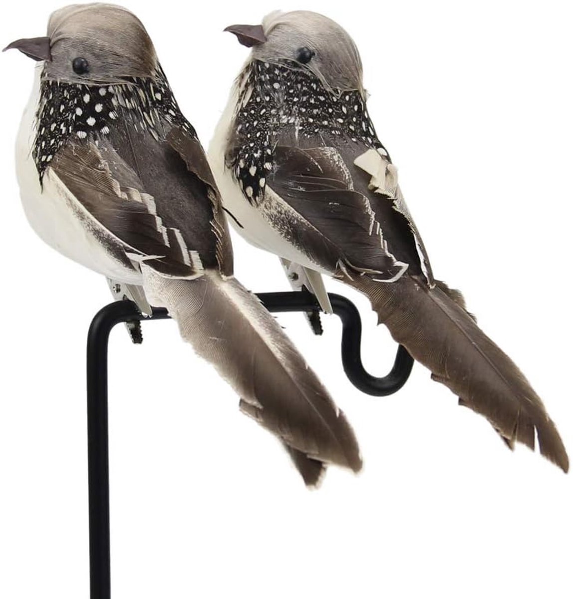 lwingflyer Kunstmatige Simulatie Schuim Vogel, Mus Ornamenten Diy Craft voor Huis Tuin Bruiloft Decoratie Party Accessoires 16cm/6.29inch (2 stks, grijs)