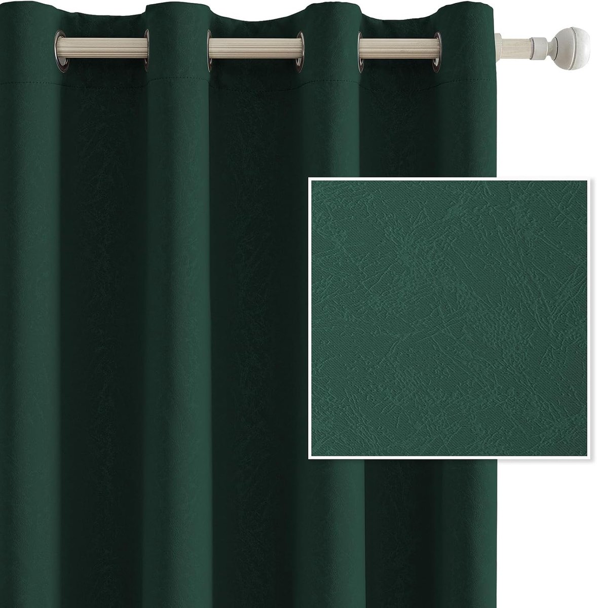 Set Van 2 Thermische Verduisterende Gordijnen, 140x225 CM, Warmte-Isolerende Gordijnen, Geschikt Voor Woonkamer Slaapkamer, Modern Design Met Oogjes, Groen