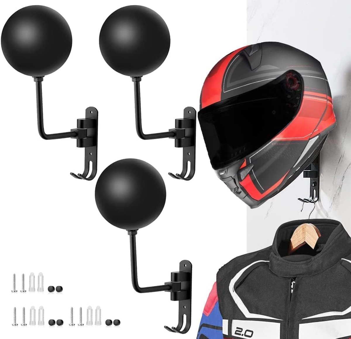 Helmhouder voor motorfiets, wandmontage, motorhelm, hoedhouder, van aluminiumlegering