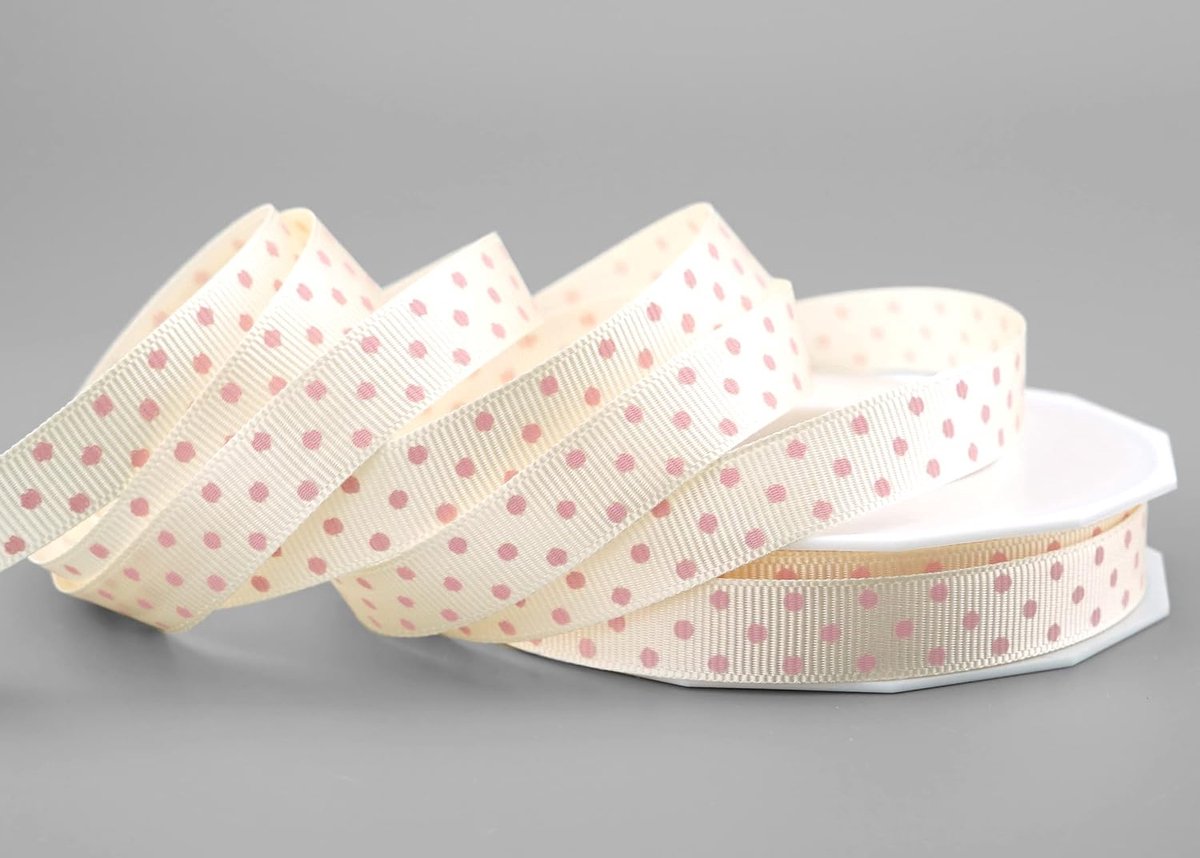 Baby Ripsband roze crème ivoor cadeaulint lint lint lint decoratief punten geschenkverpakking lint doop geboorte vintage liefde