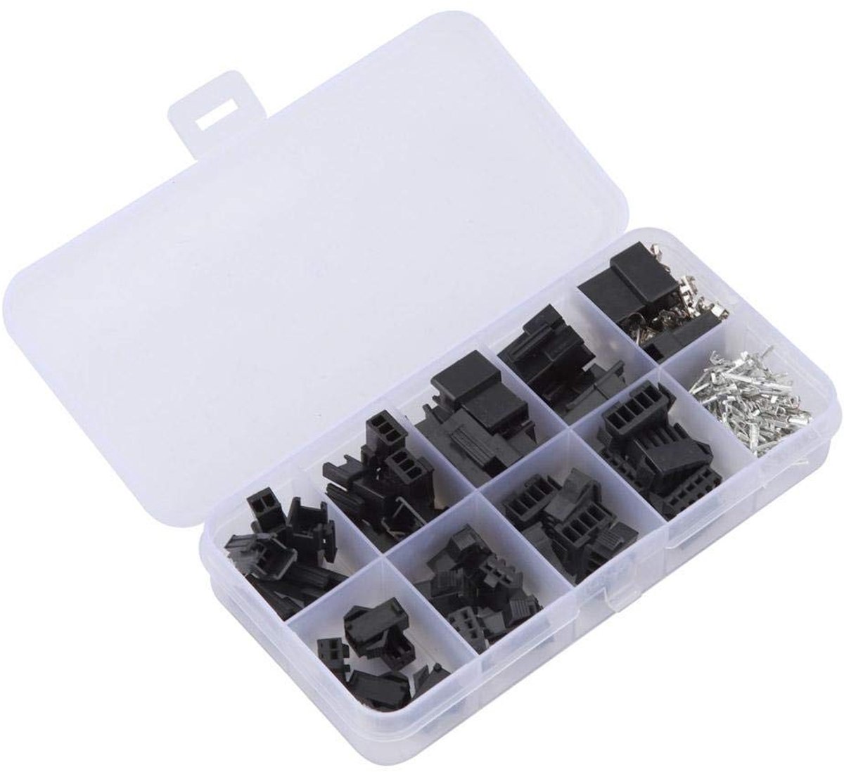 200 stuks SM Plugconnector, JST-2,54 mm 2/3/4/5 PIN mannelijke vrouwelijke draad jumper pin header connector kit behuizing, krimppennen mannelijke en vrouwelijke elektrische klemmen