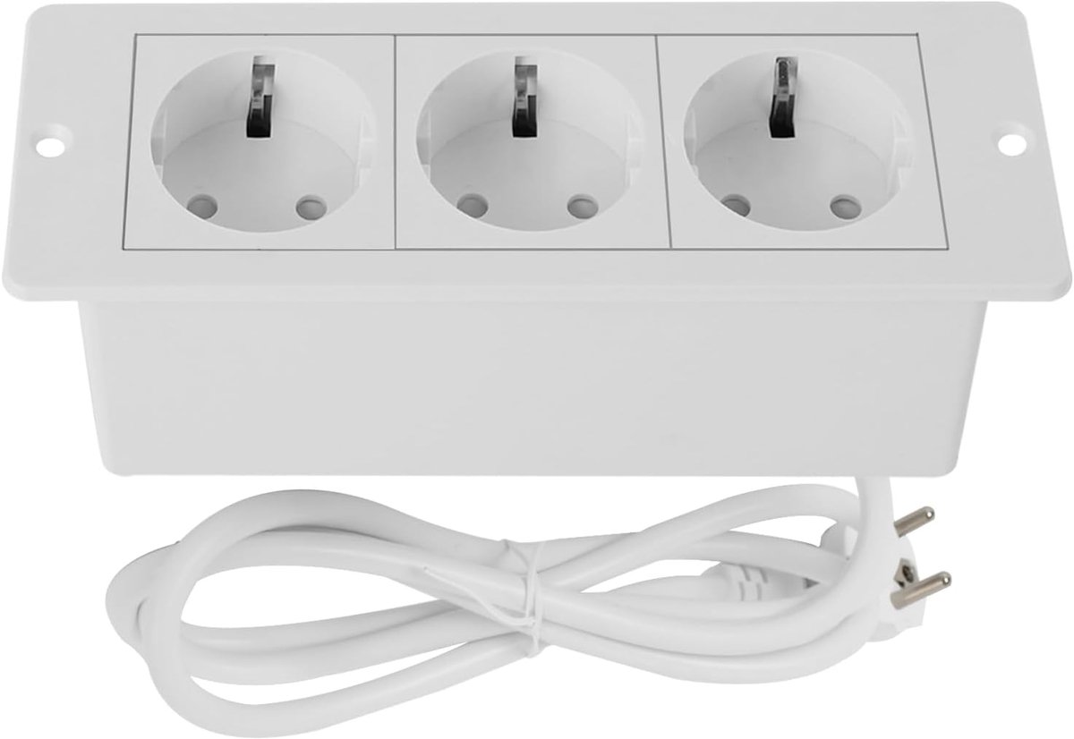 verzonken stopcontact, met 2 USB, intrekbare inbouwstekkerdoos, 3-voudig, tafelstopcontact met 1,8 m kabel, voor kantoren, slaapkamers, klaslokalen, werkplekken (wit, 3 AC)