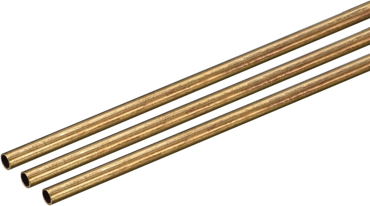 Messing buis, 2 mm OD, 0,2 mm, wanddikte 250 mm lengte, ronde buis voor industrie, doe-het-zelfprojecten, 3 stuks