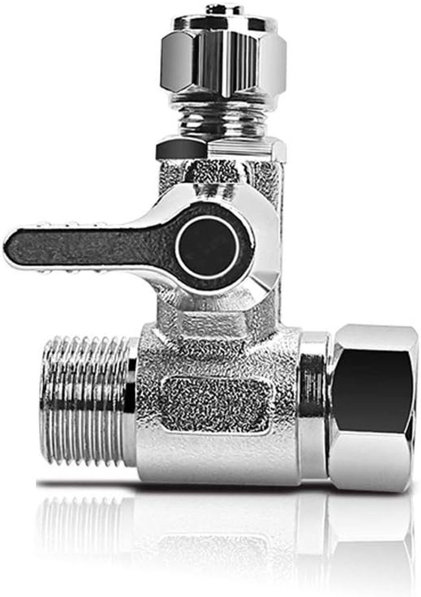 Messing toevoerwateradapter - 3/8", 3/8" Comp en 3/8" OD compressiehoekstopventieladapter voor 3/8" waterleiding omgekeerde osmose waterfilters, koffiezetapparaten en ijsmachine