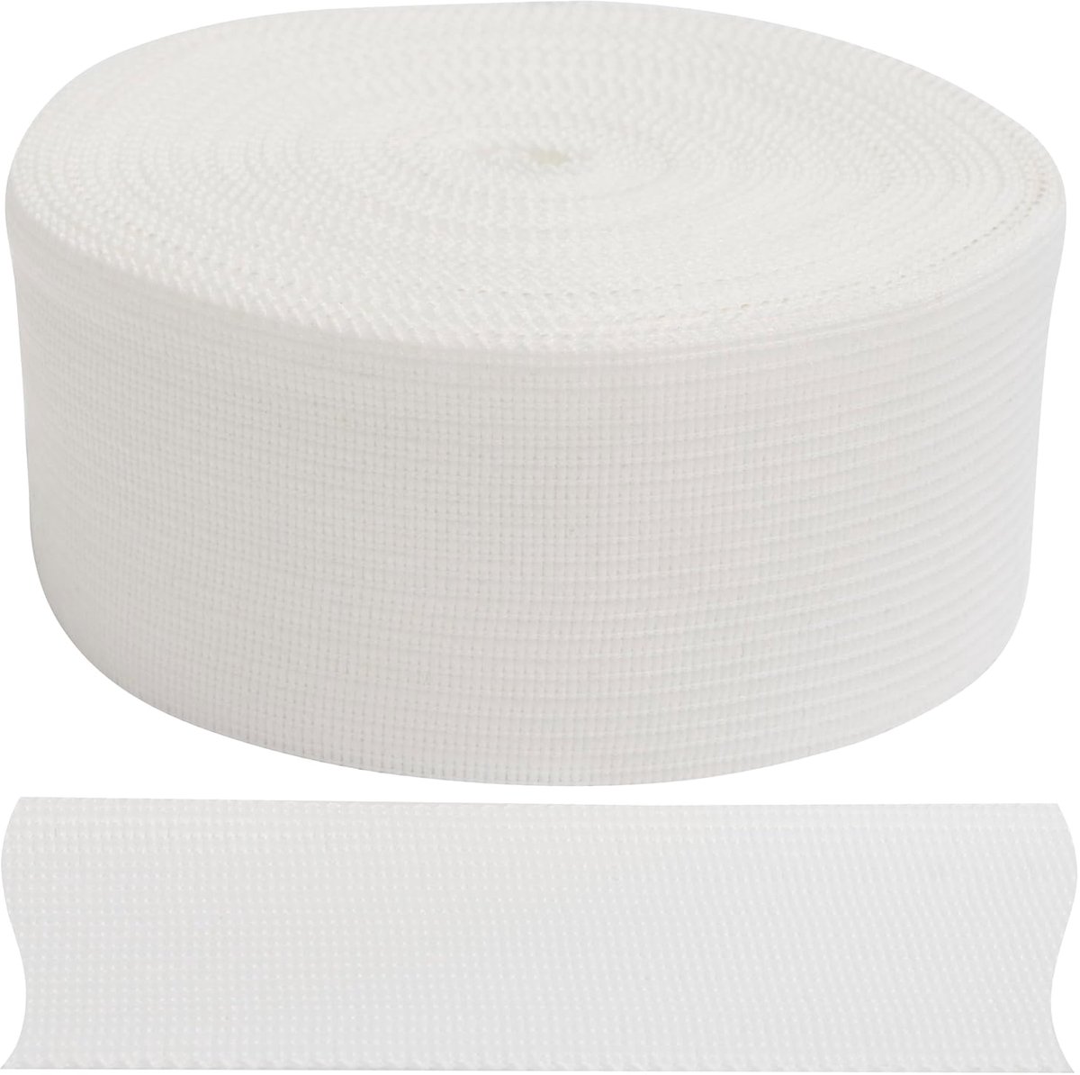 - C77570 - biasband van polyester, 9 meter x 38 mm - kleur wit - kleding kussen dekbedden