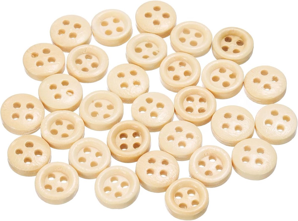 30 stuks 16L houten naaiknop 3/8" (10mm) 4 gaten ronde knopen van hout vervanging voor kleding DIY handwerk decoratie natuurlijk hout