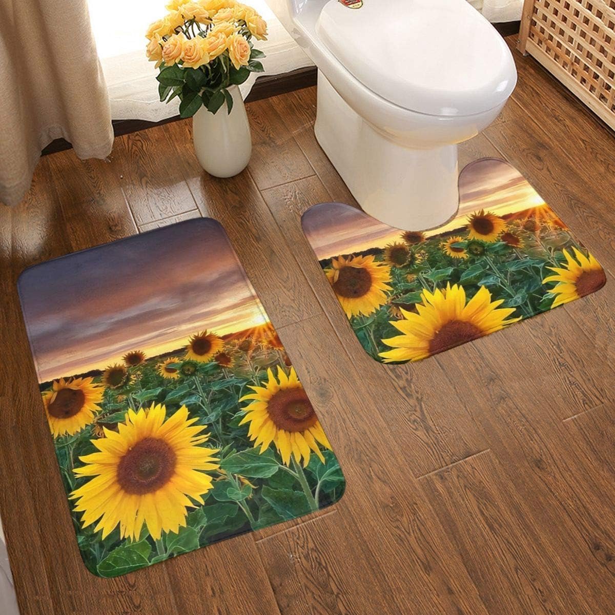 komt de zomer 2-delige zachte anti-slip bad mat Kit, textuur fotografie inclusief 80x50cm hoge absorptie wc-bril en 50x40cm microvezel zachte pluizige badkamer tapijt, anti-slip mat wasbaar.