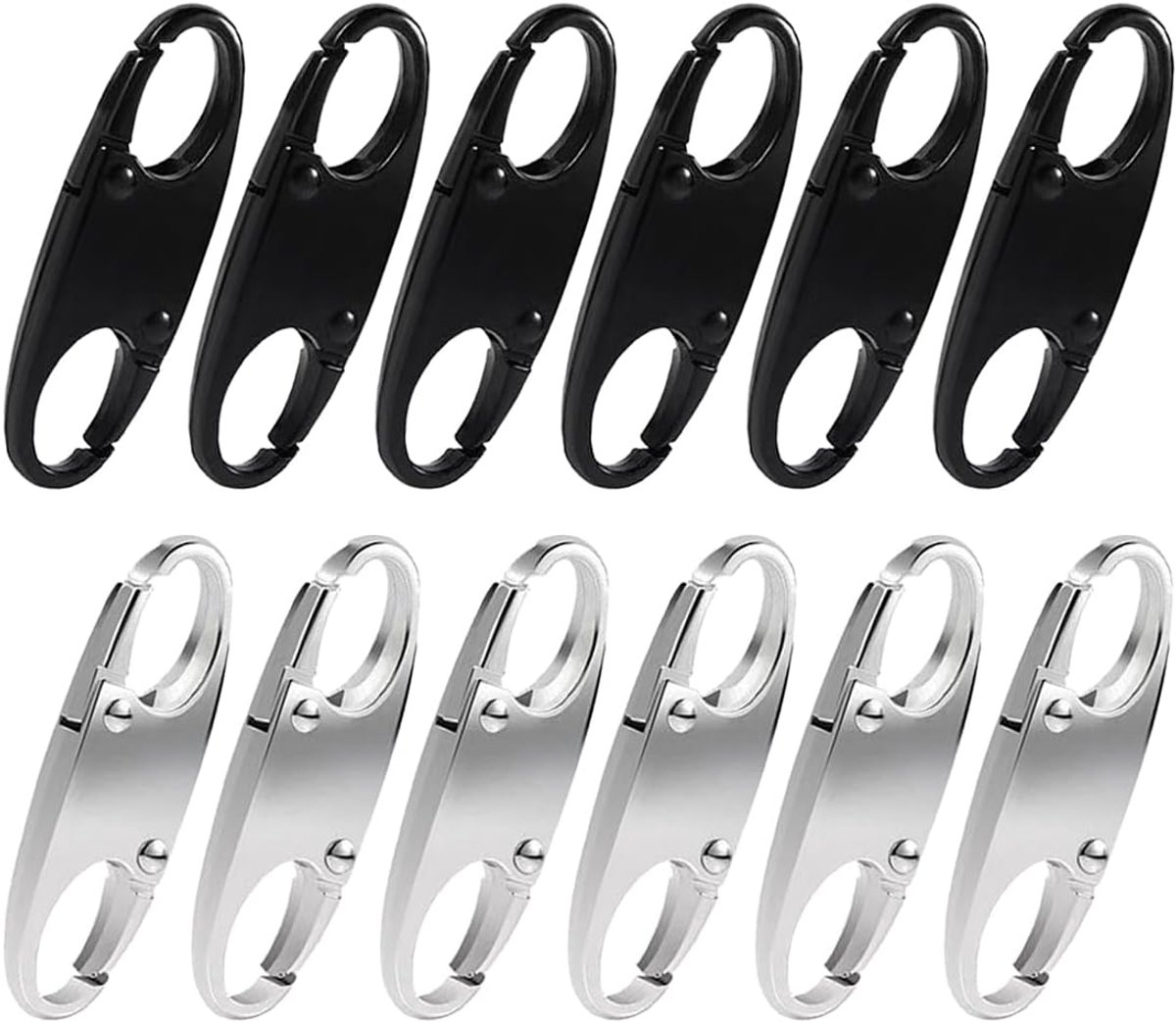 12 stuks veiligheidsclips voor ritssluiting, diefstalbeveiliging voor bagage, rugzak, tas (zwart, zilver)