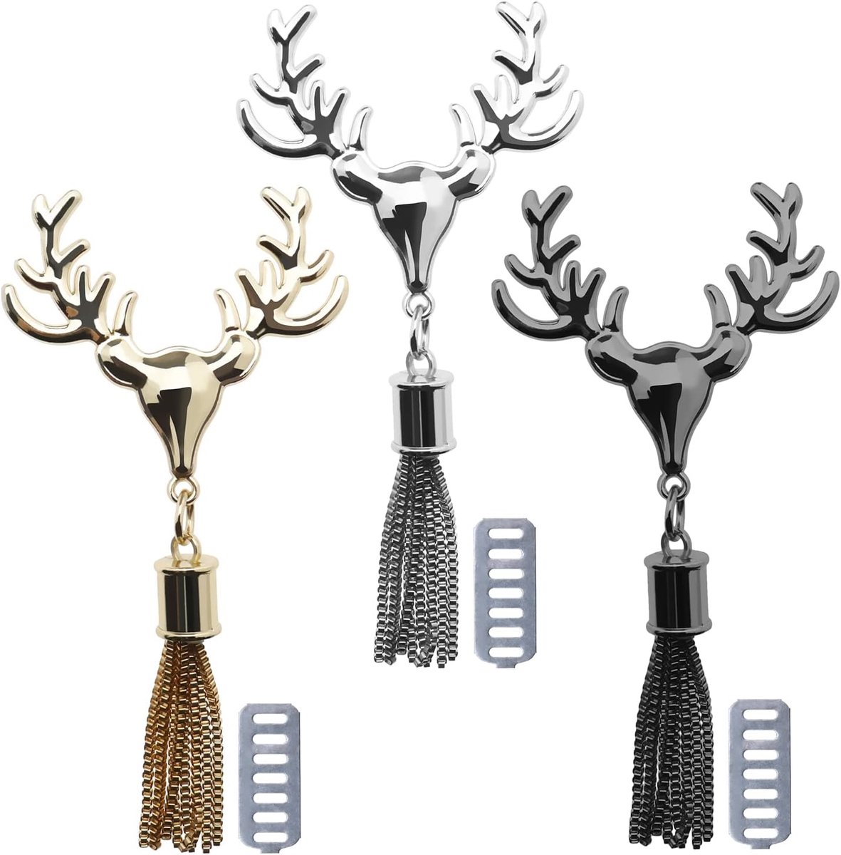 3Pcs Portemonnee Hanger Handtas Gesp Kwastje Charm Herten Hoofdtas Gespen Decoratieve Portemonnee Clutch Bag Gesp Kwastje Hanger Diy Tas Maken Accessoires 3 Kleuren