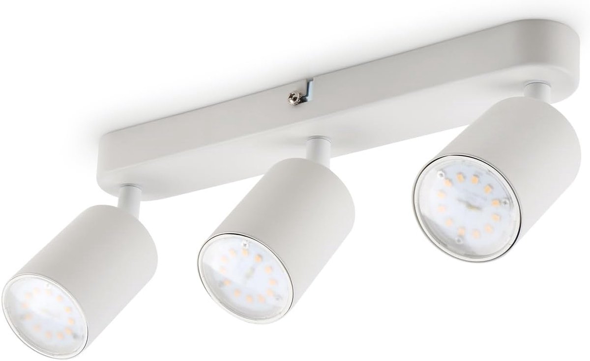 da LIGHT Led-plafondlamp, 3 lichtpunten, draaibaar en draaibaar, 30 cm, GU10 (zonder lampen retro/vintage plafondlamp, 230 V, wit, voor woonkamer, slaapkamer, keuken