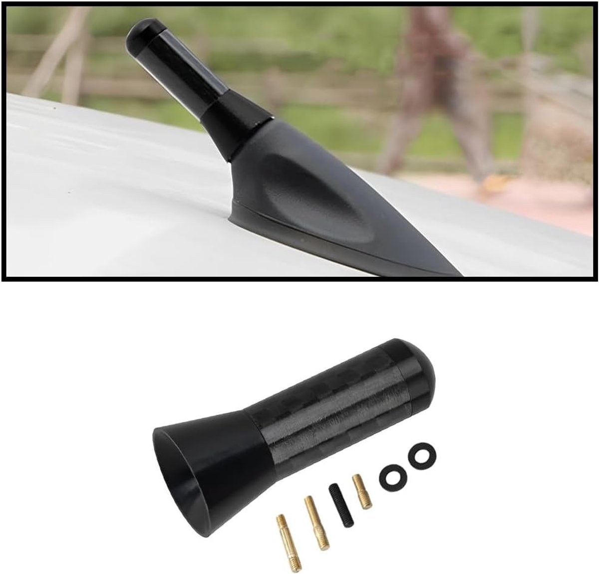 Autoantenne auto dakantenne, korte antenne voor auto, antennestaaf, korte staaf, tuning, autoradionantenne, kort, met sterke Fm/am ontvangstfunctie (zwart)