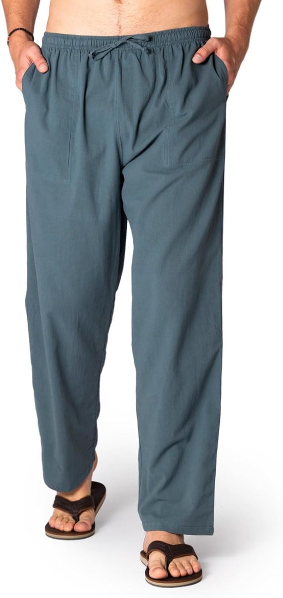 Lichte Katoenen Broek Dames & Heren - Zomerbroek 100% Katoen | Unisex broek, casual met elastische taille & trekkoord, 2 zakken, ideaal als relax- of strandbroek, maten S-XXL