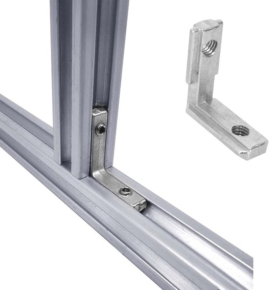 10 stuks T-groef binnenhoek aluminium profiel 90°L-vorm zinklegering binnenhoekverbinder zinklegering EU-2020 moer met 20 schroeven, binnenhoek hoekverbindingen voor aluminium extrusie profiel — afbeelding 3