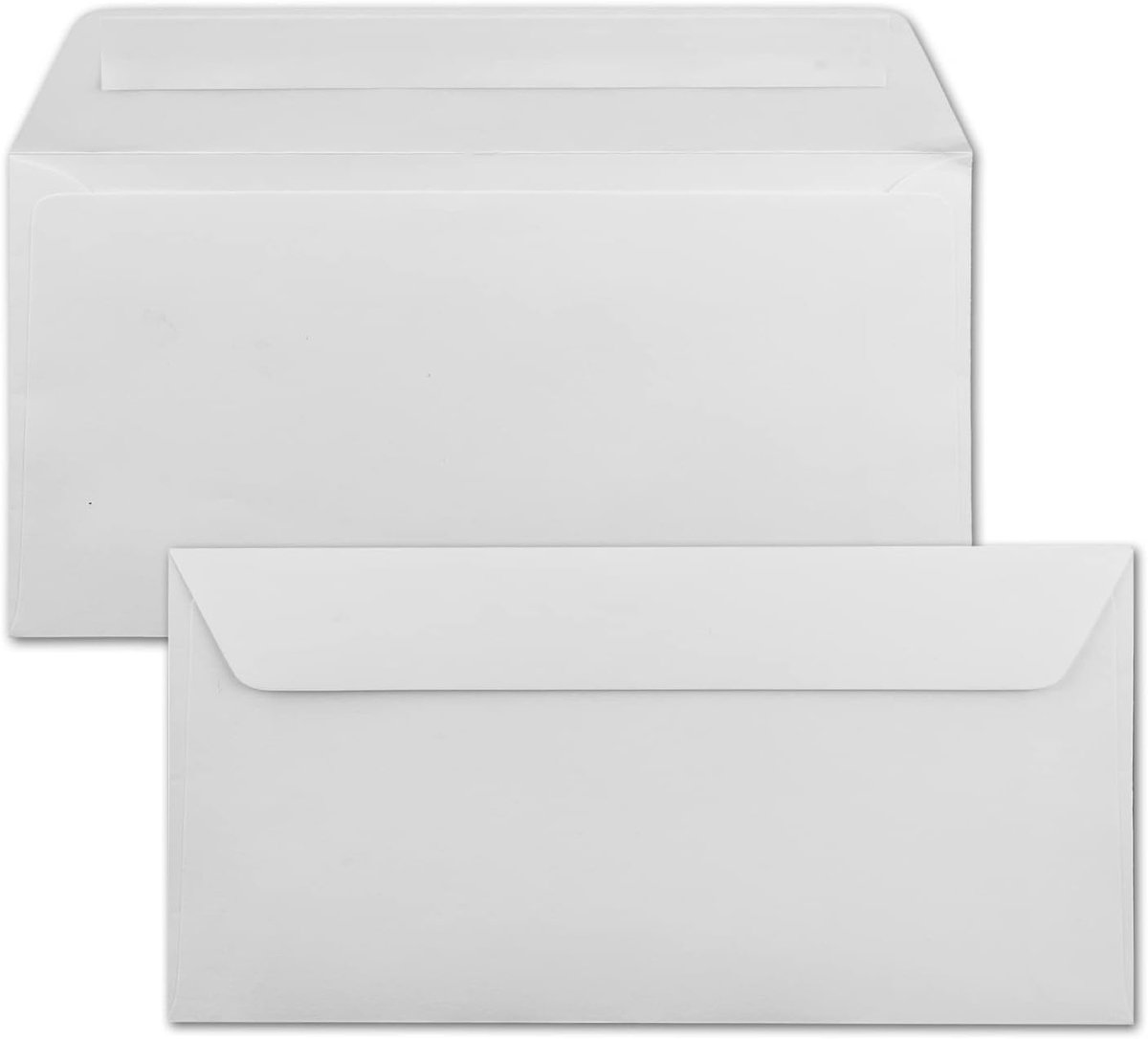 100 stuks, DIN lang, 11 x 22 cm, zelfklevend, kleur: wit, 100 gram per m², zonder venster