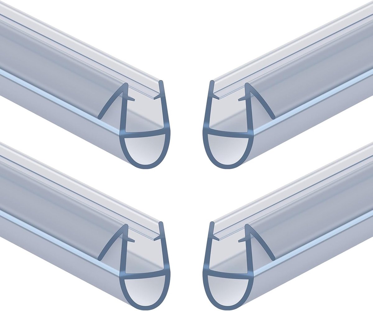 flintronic Afdichting van rubber, 4 stuks, 40 cm, perfecte pasvorm voor deuren van 6 - 8 mm, verstelbare rubberen afdichting, douchecabineprofiel, eenvoudige installatie