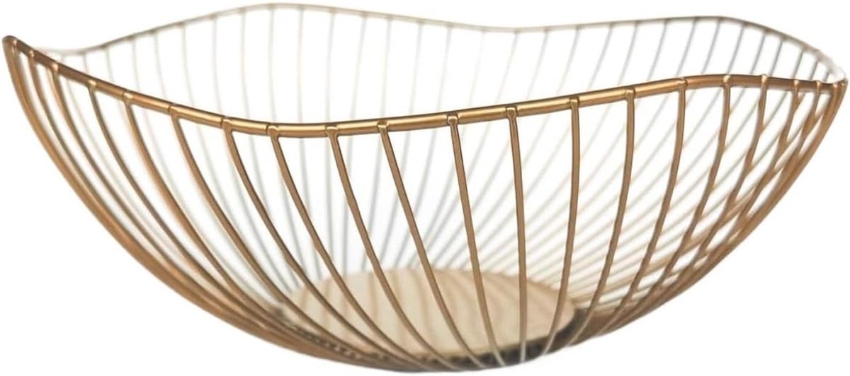 Fruitschaal Metalen Draad Fruitschaal Afgeronde Vierkante Fruitmand Fruitstandaard Serveerschalen Voor Aanrecht Aanrecht Fruitmand Fruithouder (Color : A, Size : 27 * 11.5 * 10cm)