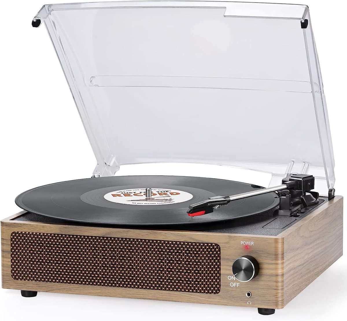 Draaitafel Met Luidspreker - Draadloze LP Phonograaf Met Ingebouwde Stereo-luidsprekers, 3-versnellings Riemaandrijving, Vinyl Draaitafel, Retro Cyan