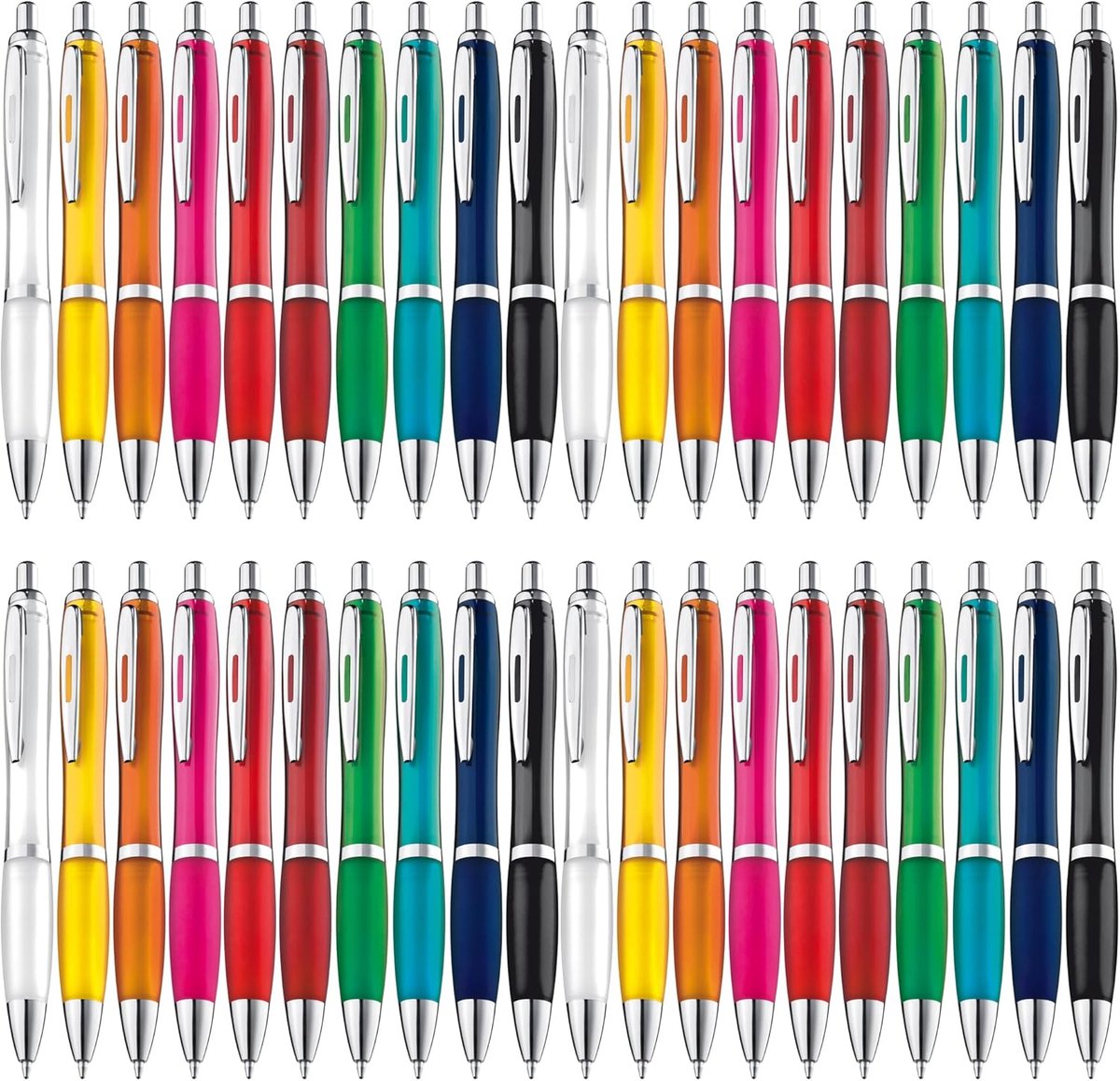 50 stuks ergonomische balpenset, premium balpenset, hoogwaardige, antislip pen voor eenvoudig en zacht schrijven, blauwe pen, kleurrijk